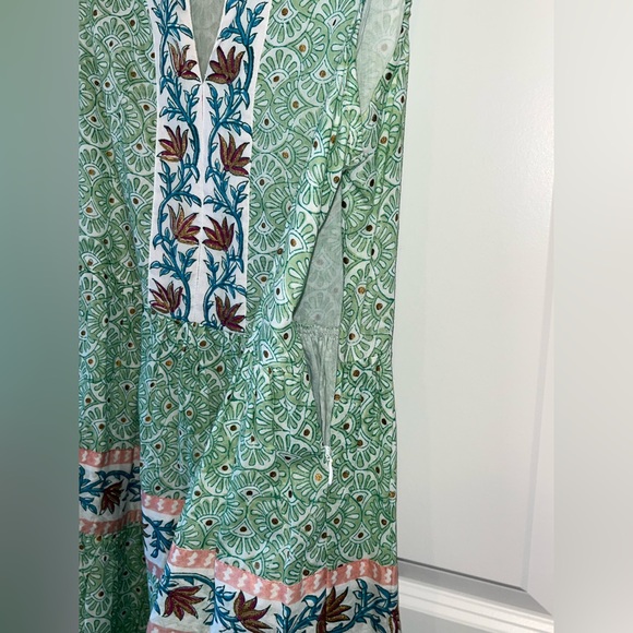 Oliphant Yoke Women’s Dress Green Mini Shift Prairie Cottage BohoCore - Picture 3 of 6